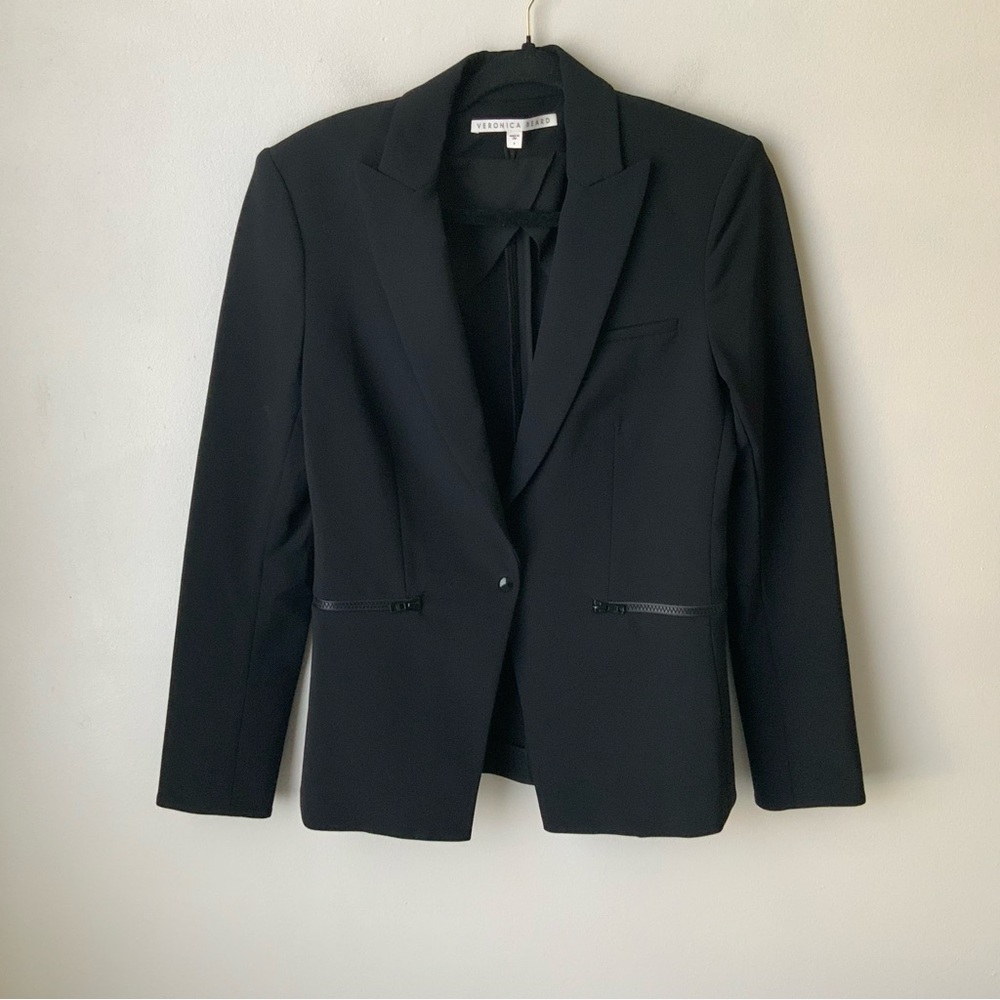 VERONICA BEARD Scuba Dickey Blazer Jacket Single-Button Tailored Black Size 4 - Picture 4 of 11